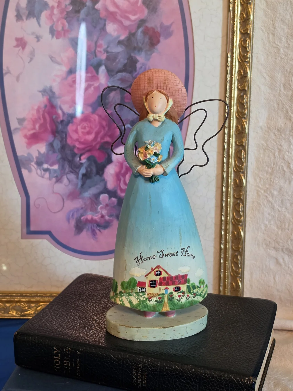 Russ Country Gatherings 'Home Sweet Home' Angel Figurine - Blue & Pink Accents